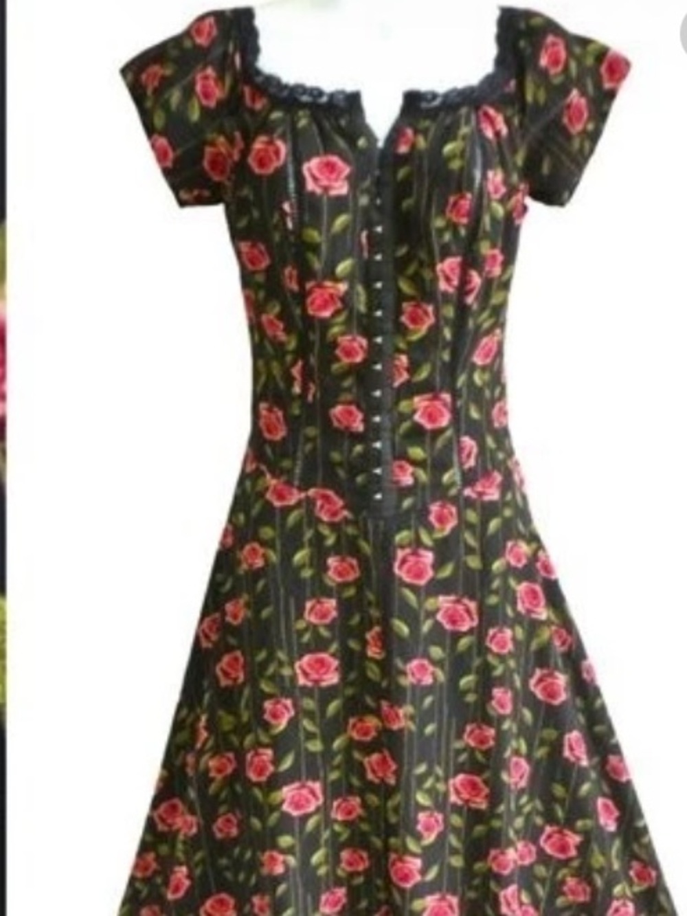 Disney Beauty And The Beast Dress Women XS Black Rose Hi Low Off Shoulder Corset